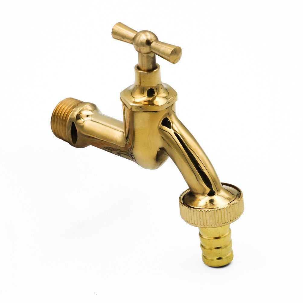 Auslaufventil Ventilauslaufhahn 3/4" 26,5 mm Auslaufhahn Messing poliert Wasserhahn