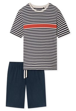 Schiesser Shorty "Casual Nightwear" (2 tlg) mit farbigem Kontraststreifen, gerippter Rundhalsausschnitt