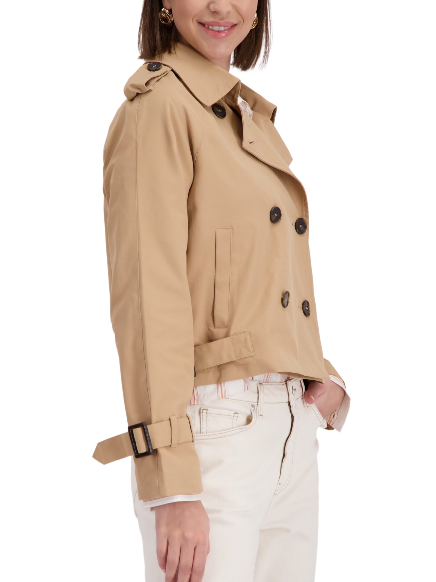 Monari Kurzjacke natur,Casual,Polyester,Unifarben,Reverskragen,Lang,Gerade – Bild 3 von 5