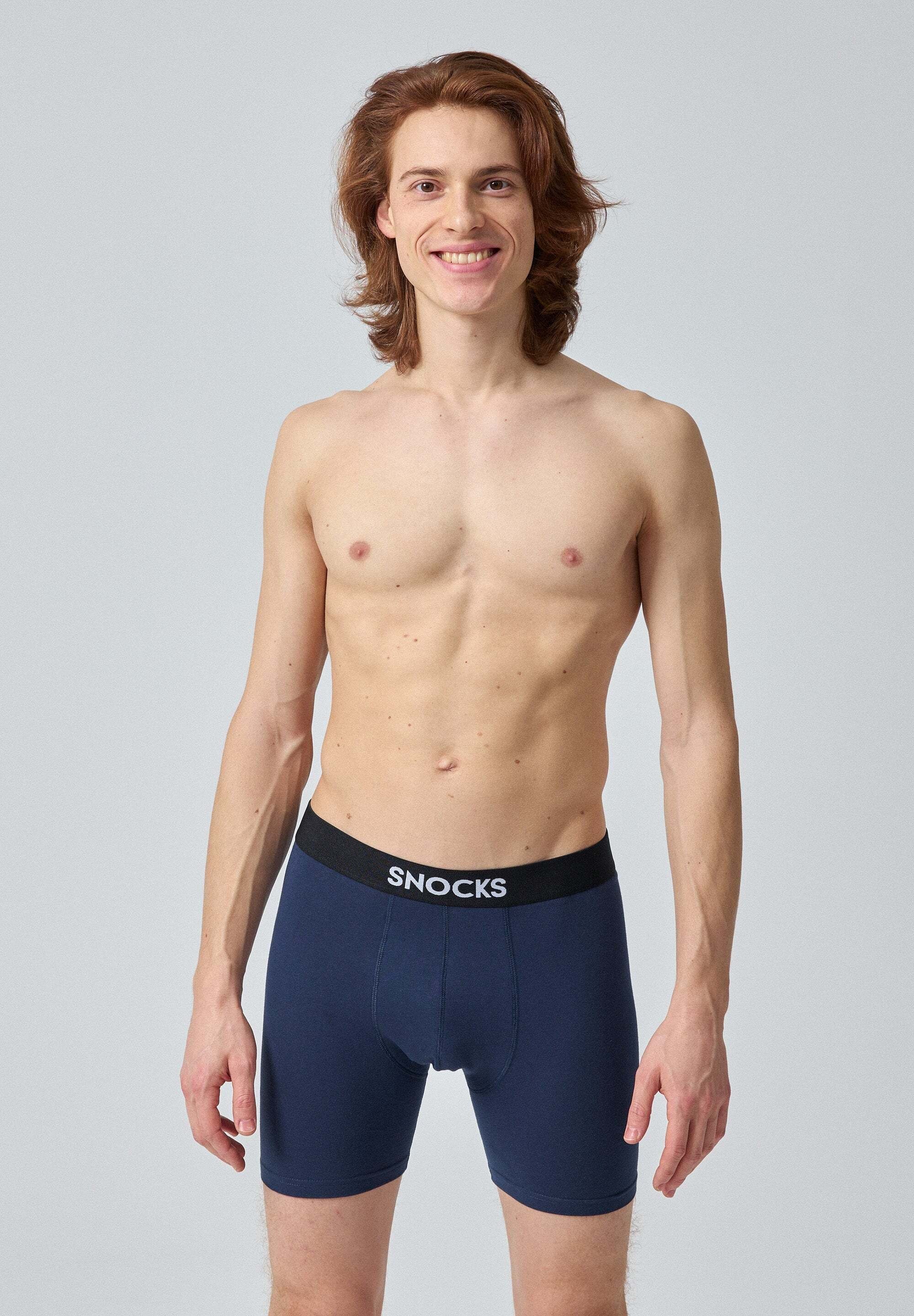 SNOCKS Boxershorts Enge Unterhosen mit längerem Bein Herren Männer (6-St) aus Bio-Baumwolle, ohne kratzenden Zettel, bequem durch längeres Bein – Bild 4 von 5