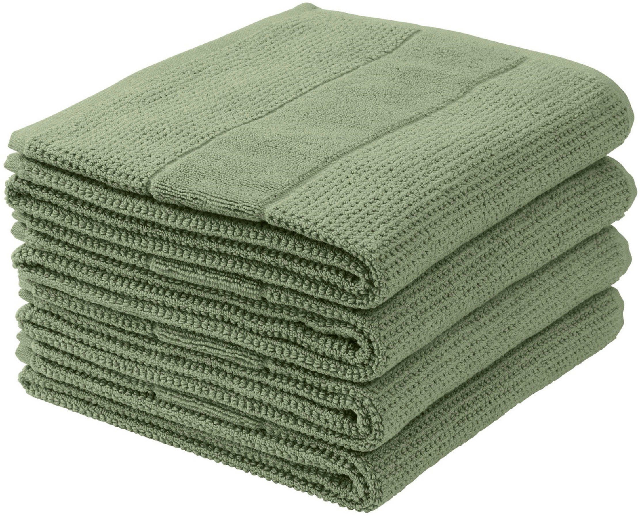 Schiesser Handtücher Turin im 4er Set aus 100% Baumwolle, Frottier (4-St), Reiskorn-Optik, MADE IN GREEN by OEKO-TEX®-zertifiziert Salbei