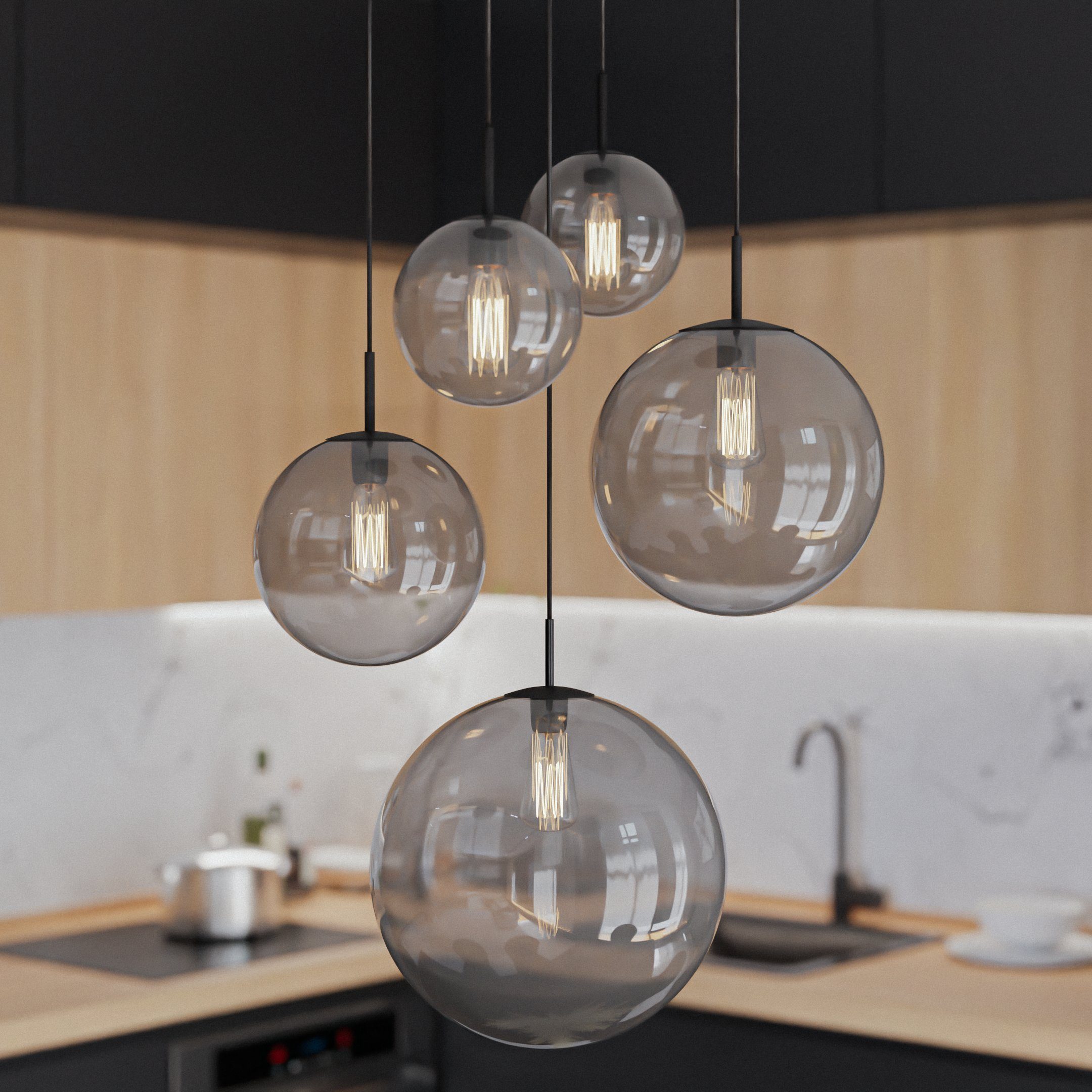 Liadomo Pendelleuchte Poliqua Rondell, ohne Leuchtmittel, Glasschirme günstig online kaufen