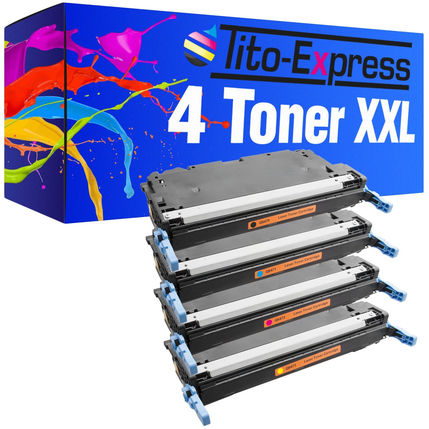Tito-Express Tonerpatrone 4er Set ersetzt HP Q6470A Q6471A Q6472A Q6473A, für Color LaserJet 3600 3600 DN 3600 N 3800 3800 DN CP 3505 CP 3505 X