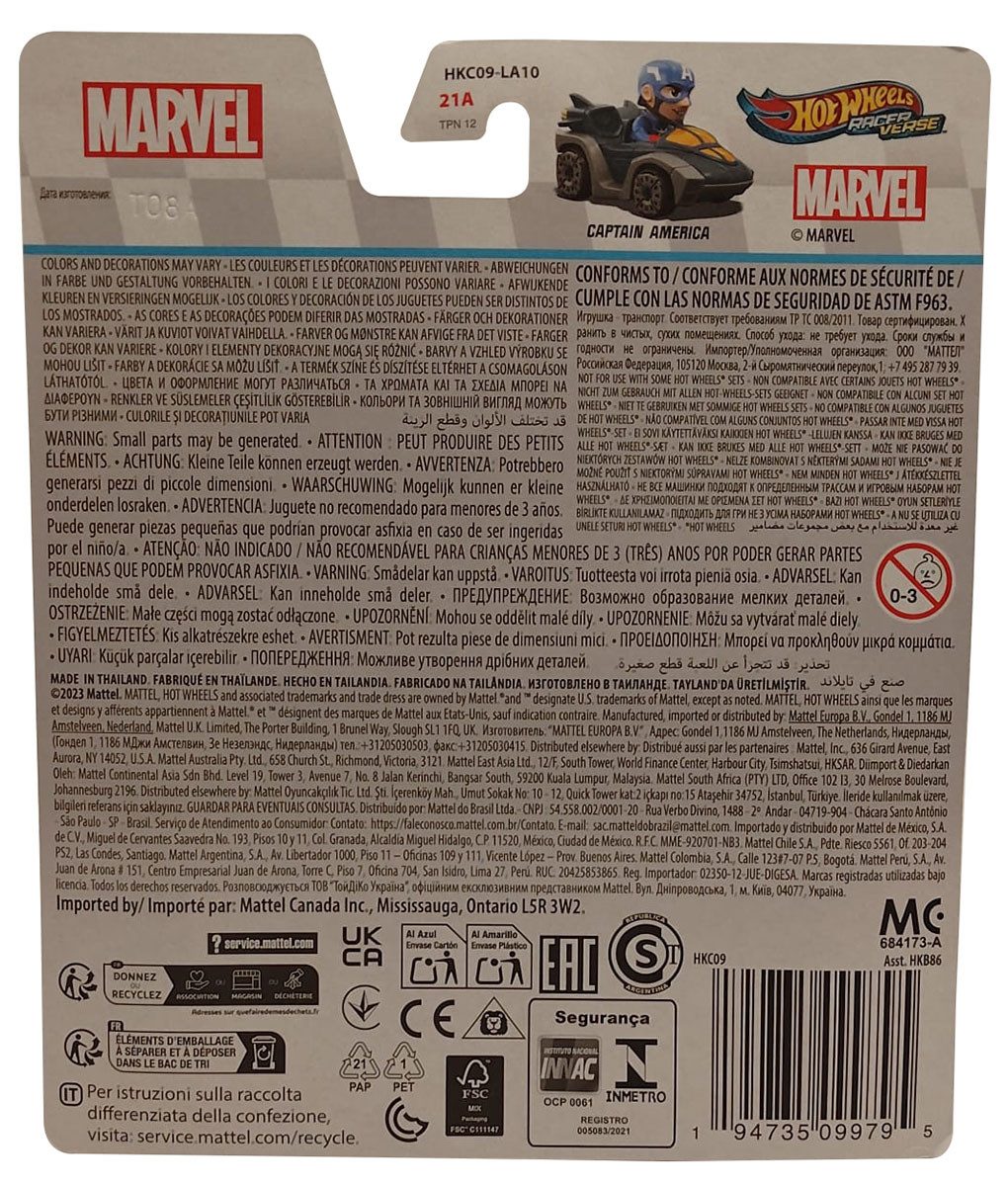Hot Wheels Spielzeug-Auto Hot Wheels Marvel - Racer Verse - Captain America, Actioncars, Kult-Fa
