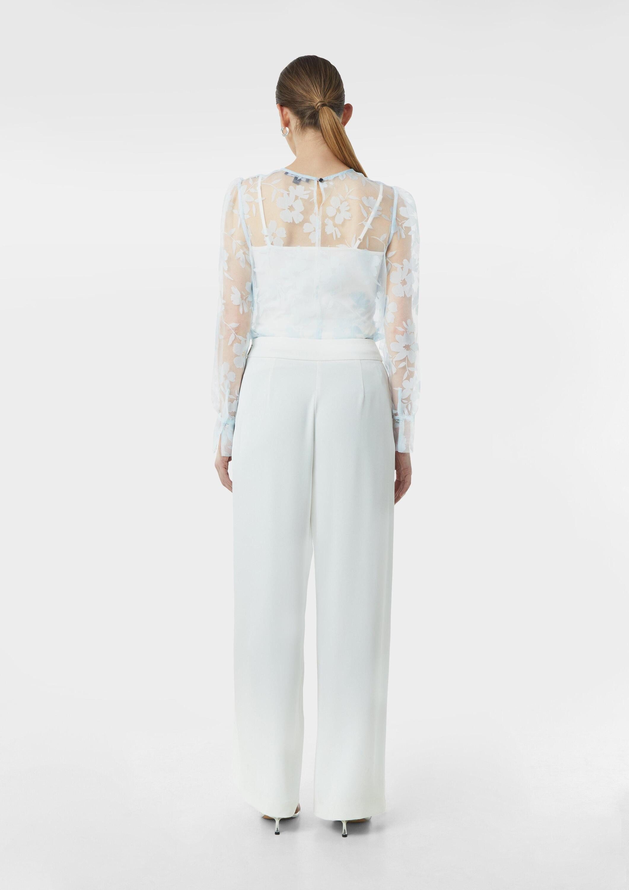 comma Langarmbluse Bluse Transparente Organza-Bluse mit floralem Muster