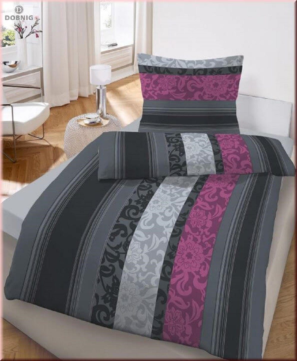 Bettwäsche Biber Bettwäsche 135x200 Barock Beere anthrazit lila, soma, Biber, 2 teilig, biber bettwäsche 135x200 warm sale Weihnachten bieberbaumwolle | Bettwäsche-Sets