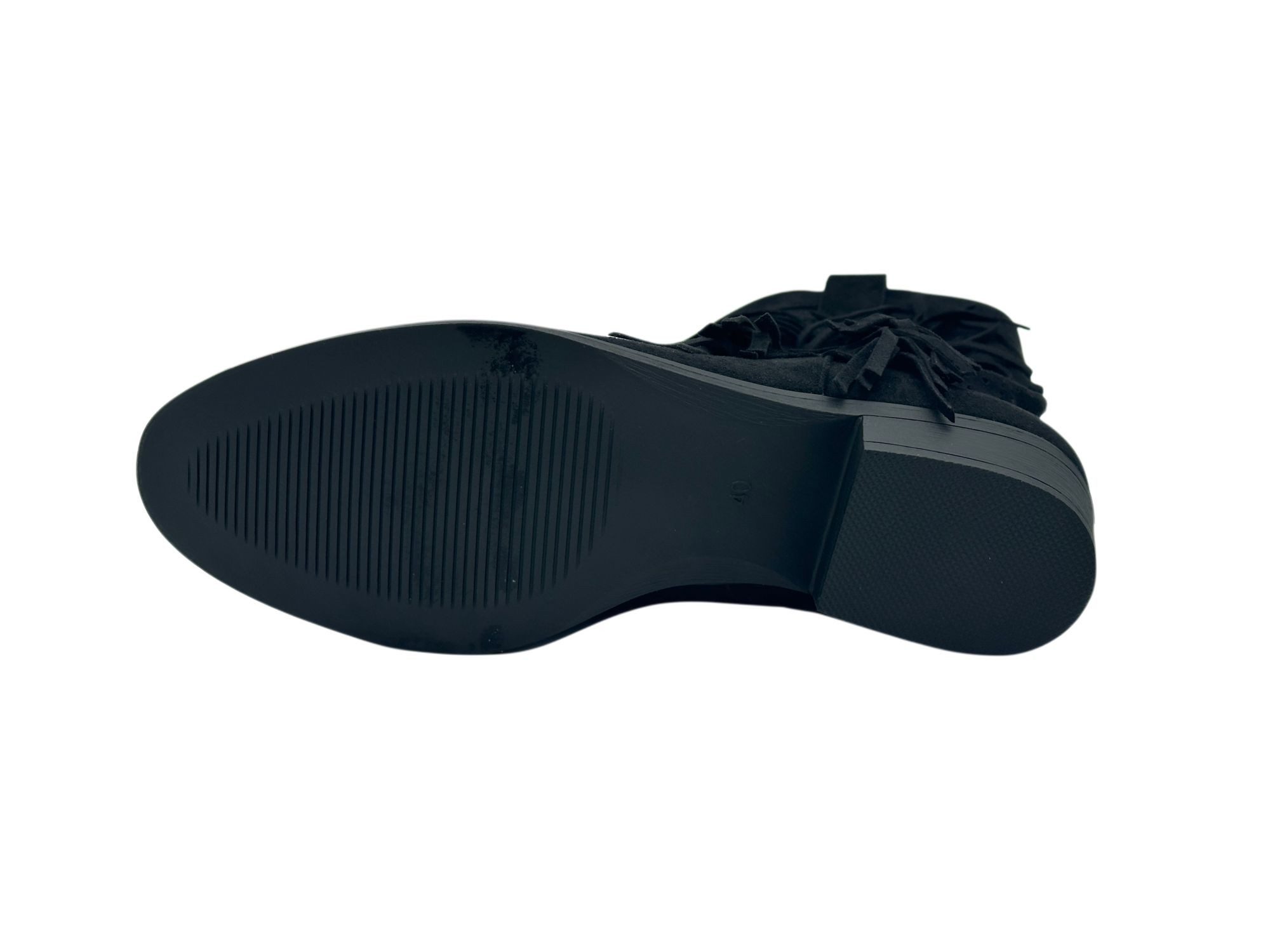 Nowaland Damen Western Stiefelette mit Fransen und Lochmuster Stiefelette Weiche Veloursleder-Optik mit stabilem Blockabsatz – Bild 5 von 5