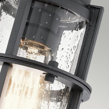 Licht-Erlebnisse Außen-Deckenleuchte LERA, ohne Leuchtmittel, Deckenlampe außen Schwarz IP44 E27 Ø 14 cm Glas Maritim Außenlampe