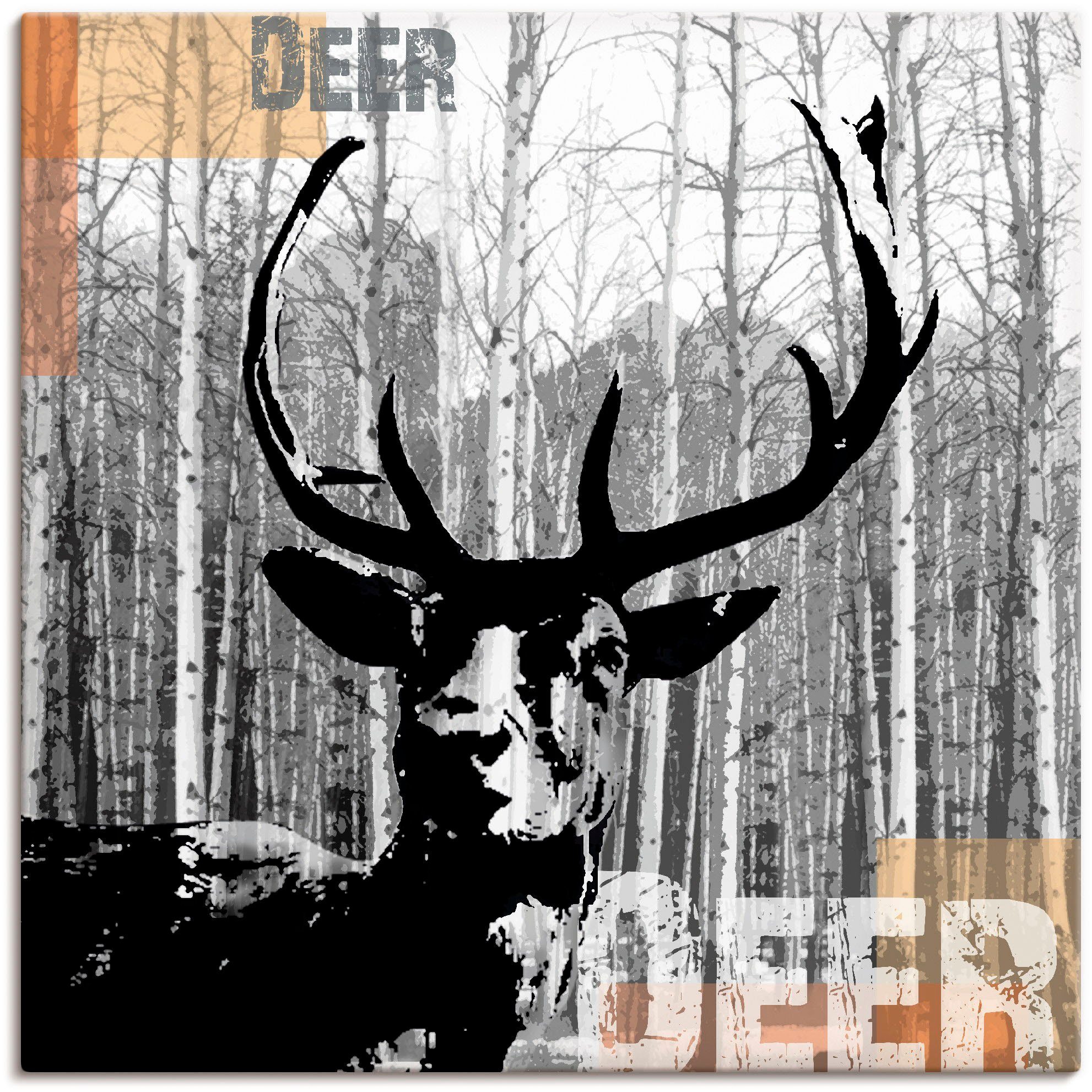 Artland Leinwandbild Hirsch Collage, Wildtiere (1 St), auf Holzrahmen gespa günstig online kaufen