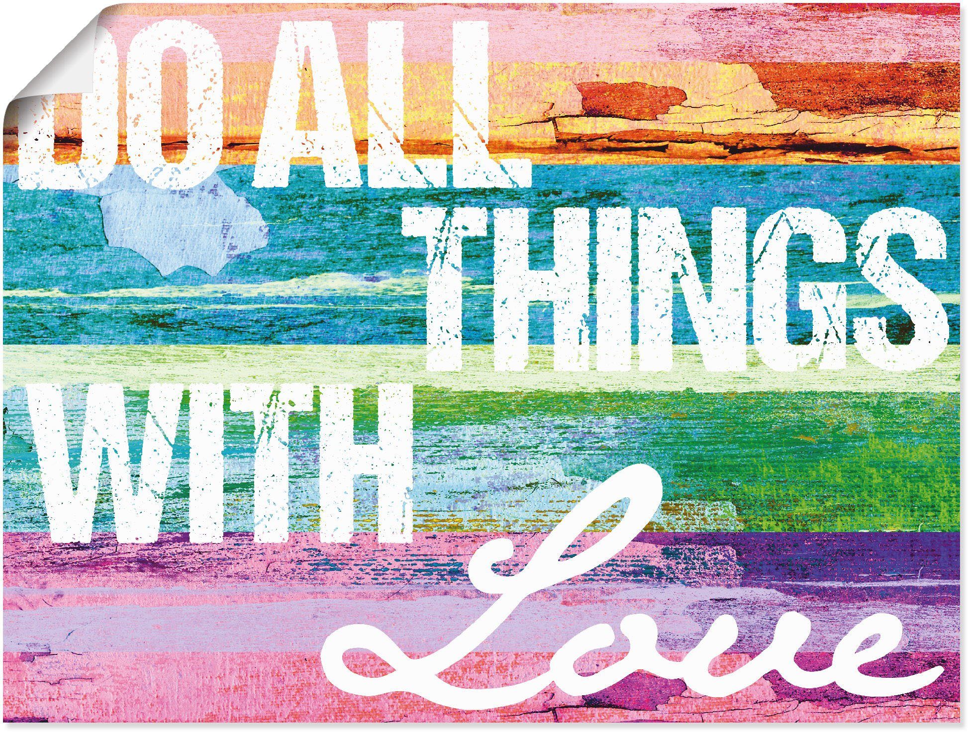 Artland Wandbild Tu alles mit Liebe, Sprüche & Texte (1 St), als Leinwandbild, Poster in verschied. Größen
