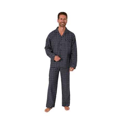 Trend by Normann Pyjama Herren Flanell Schlafanzug zum durchknöpfen - auch in Übergrößen