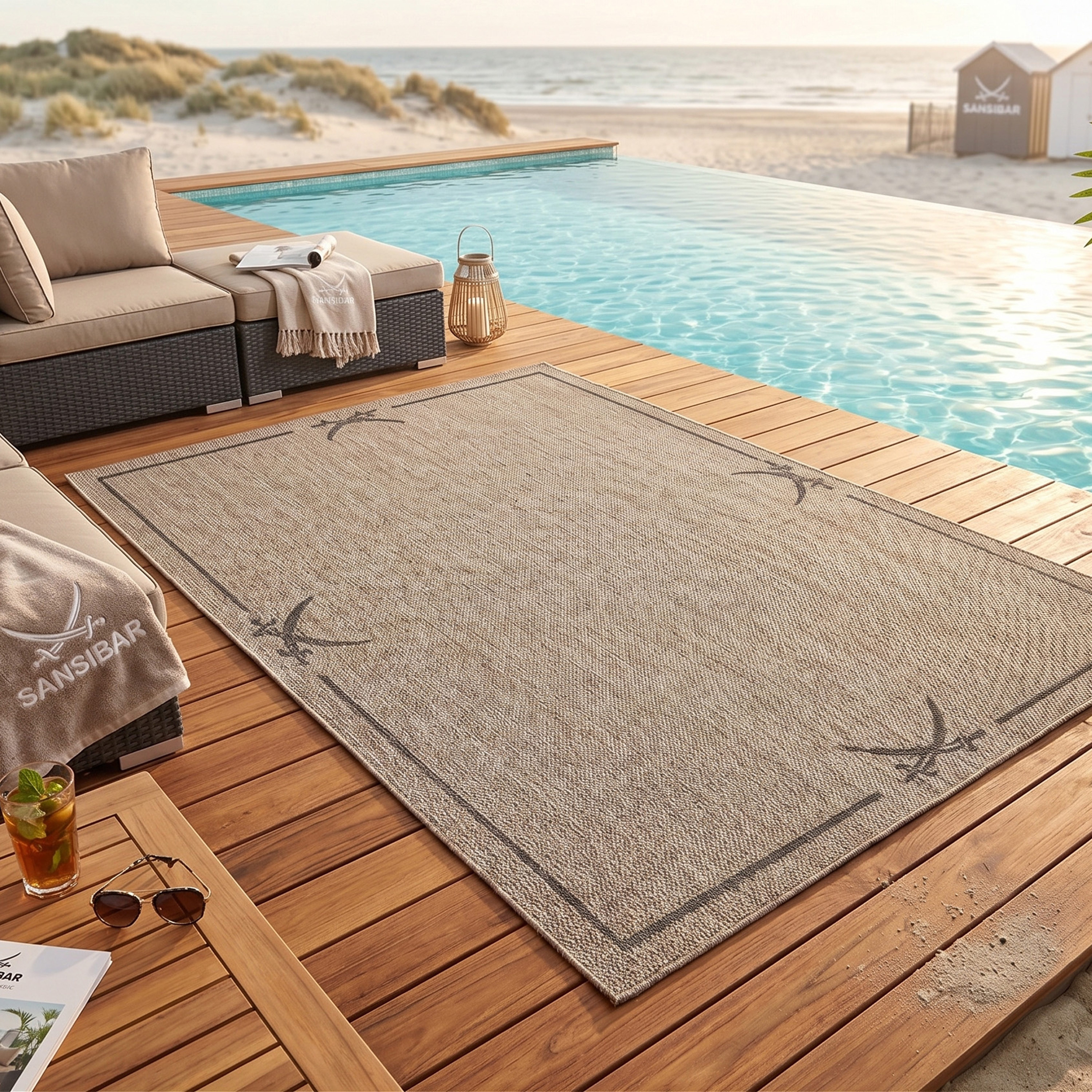 Sansibar Teppich Nordsee Beach SA-035, rechteckig, Höhe: 5 mm, modernes Design, meliert, Motiv: Säbel, In- und Outdoor geeignet