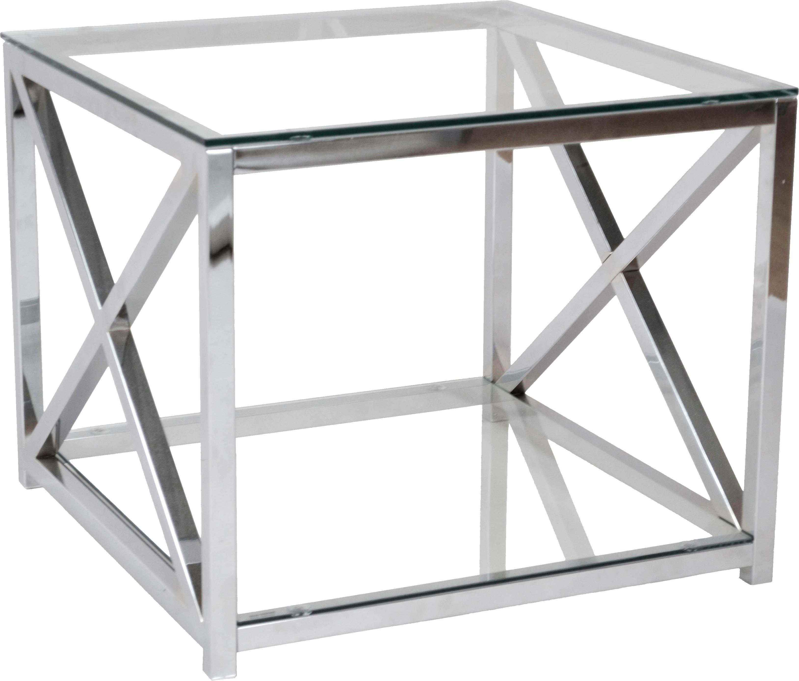Leonique Beistelltisch Darienne, mit Sicherheits-Klarglasplatten und verchromtem Metallgestell. € 263,99