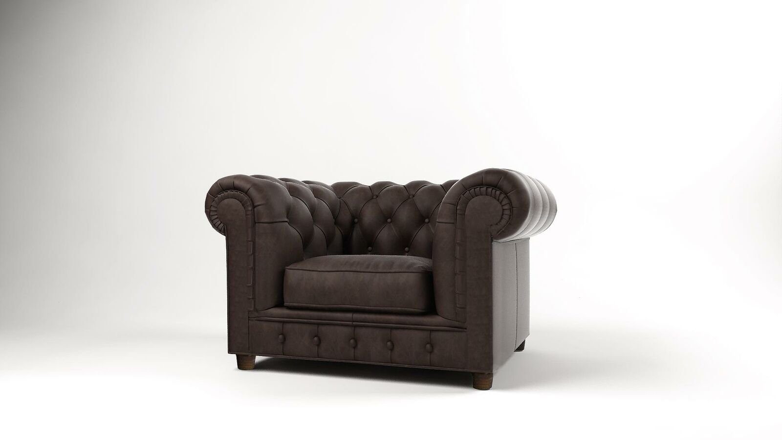 JVmoebel Sessel, Sessel Fernseh Sitz Club Lounge Textil Leder Edler Design Chesterfield Polster