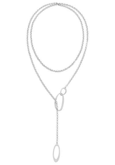 Calvin Klein Kette mit Anhänger Ювелірні вироби Edelstahl Halsschmuck Halskette Erbskette SCULPTURAL, mit Zirkonia (synth)