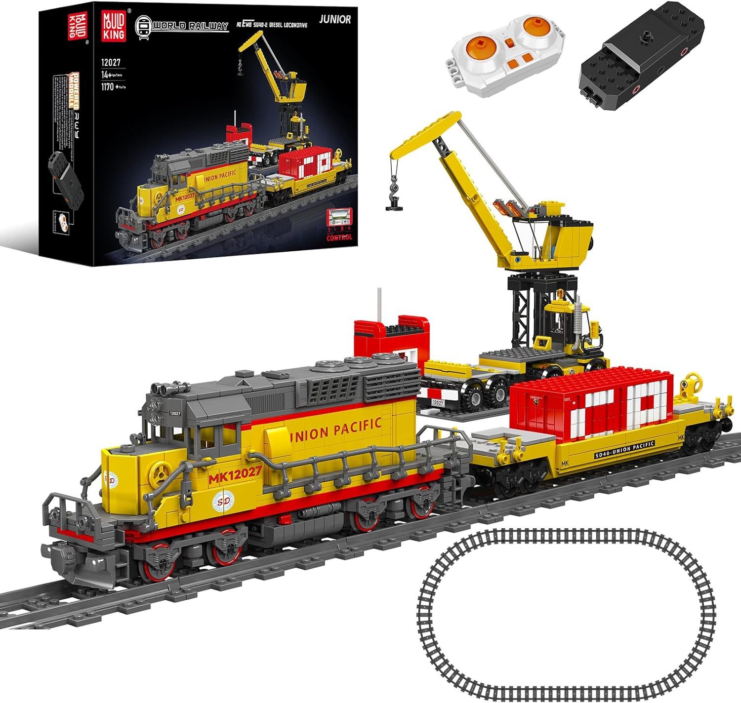 Mould King 12027 Ferngesteuerter Zug Eisenbahn Moc Klemmbausteine 1170 Teile Konstruktionsspielsteine, (Set, 1170 St)