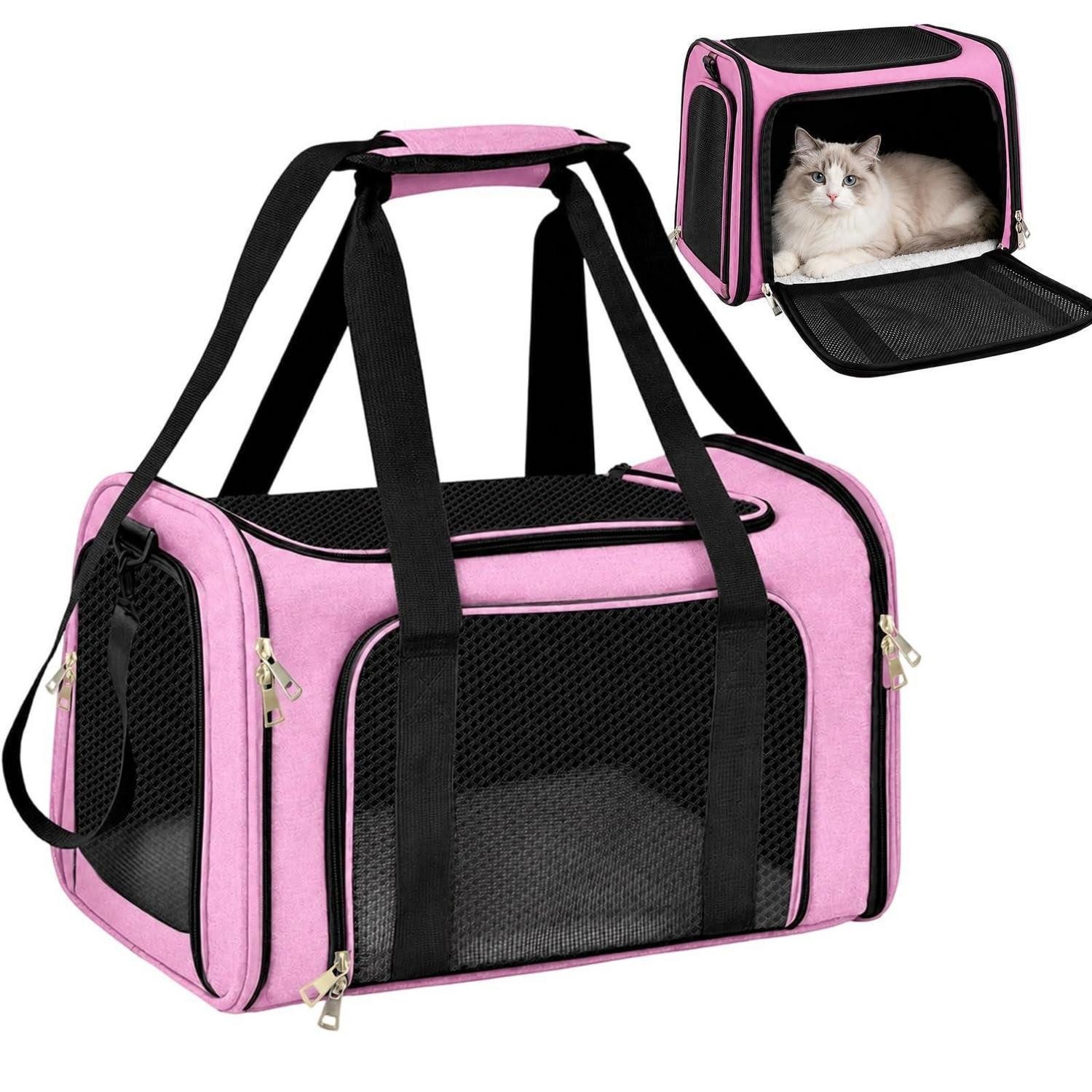 LuxusKollektion Tiertransportbox Transportbox Katze L Rosa faltbar