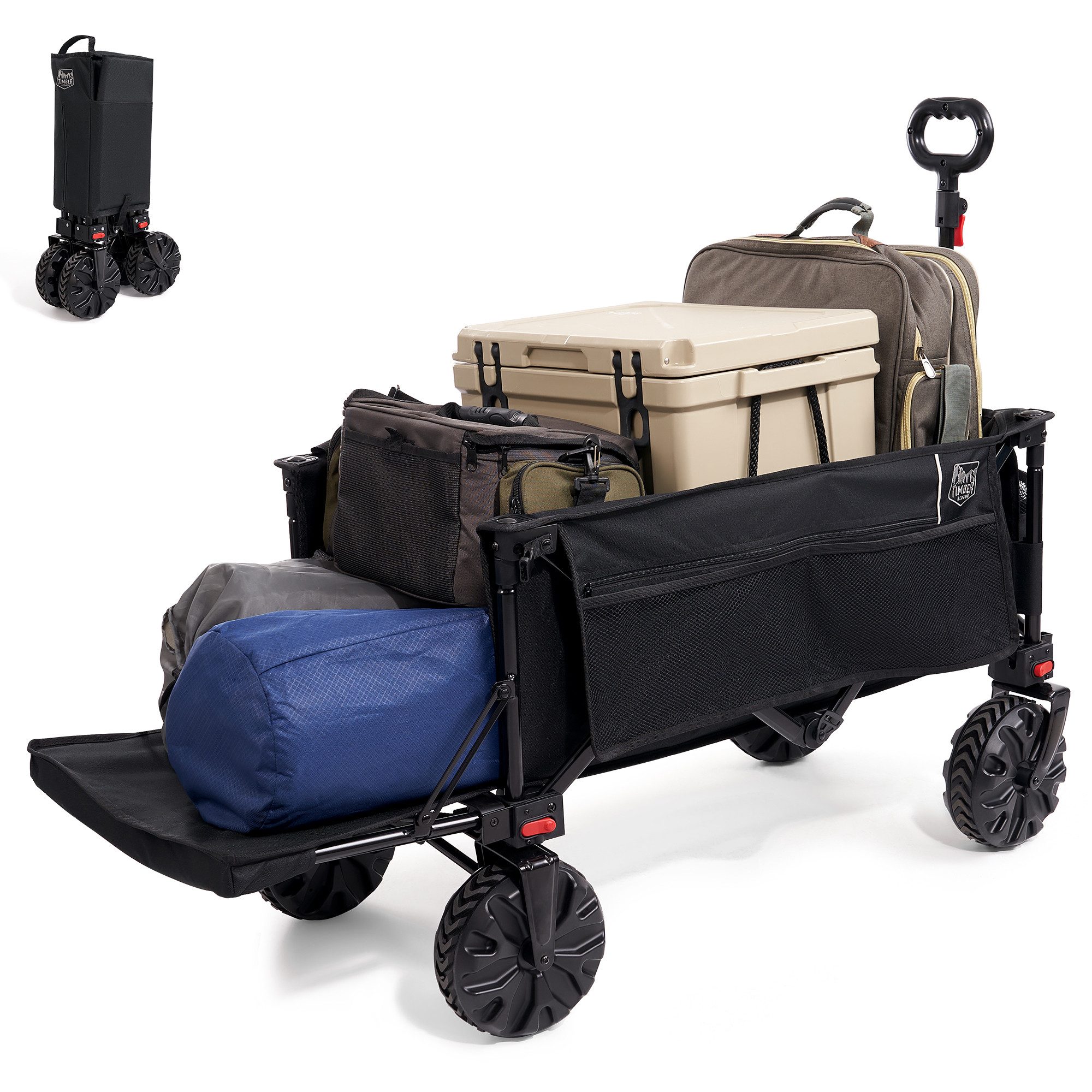 TIMBER RIDGE Bollerwagen XXXL faltbare Bollerwagen mit 300L Langer (1-tlg), mit 500D Oxford-Stoff und Netz-Boden, für alle Gelände