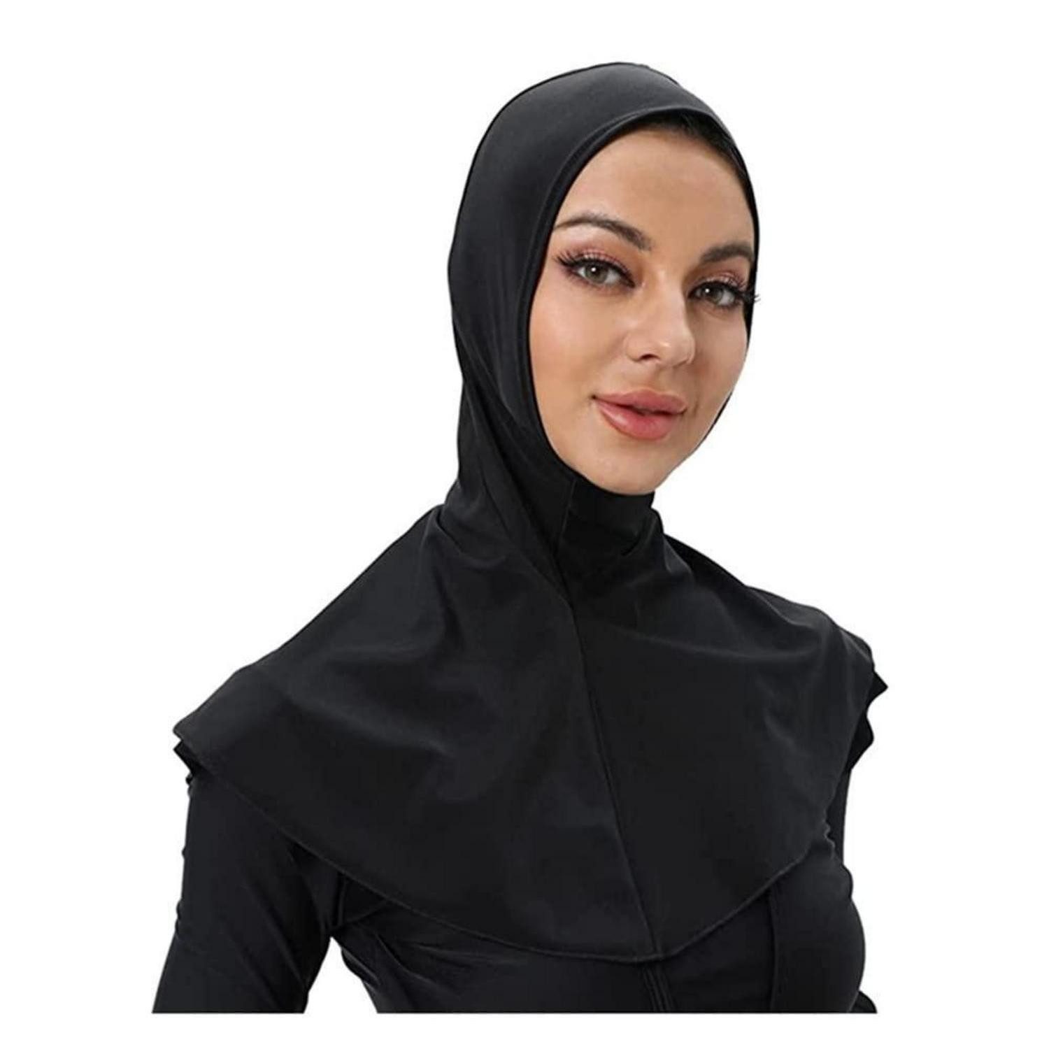 LuxusKollektion Kopftuch Schwimmkappe Damen Hijab mit Halsschutz Schwarz