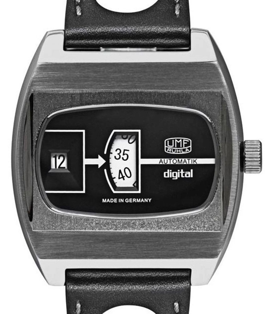 UMF Ruhla Herrenuhr schwarz mit Lederarmband – UMF Ruhla Modell: 1434-2