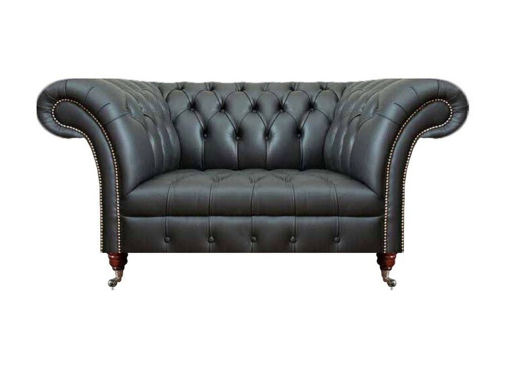 JVmoebel Chesterfield-Sessel Schwarzer Leder-Sessel mit eleganter Knopfheftung und Holzfüßen (Packung, 1-St., Sessel), Made in Europa
