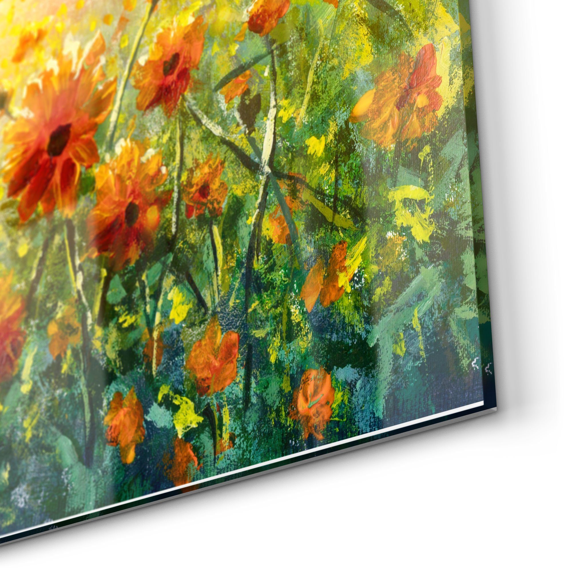 Badrückwand Glas DEQORI im Herdblende Monet-Stil', Küchenrückwand Spritzschutz 'Blumenwiese