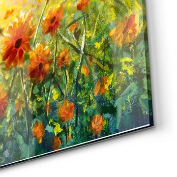 DEQORI Küchenrückwand 'Blumenwiese im Monet-Stil', Glas Spritzschutz Badrückwand Herdblende