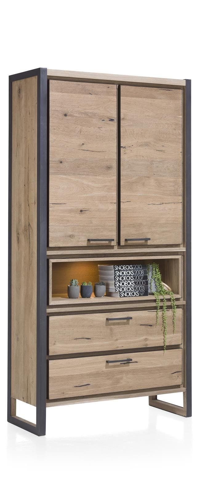 Hochschrank furniert & Metalo Henders brown Railway Schrank Hazel Eiche