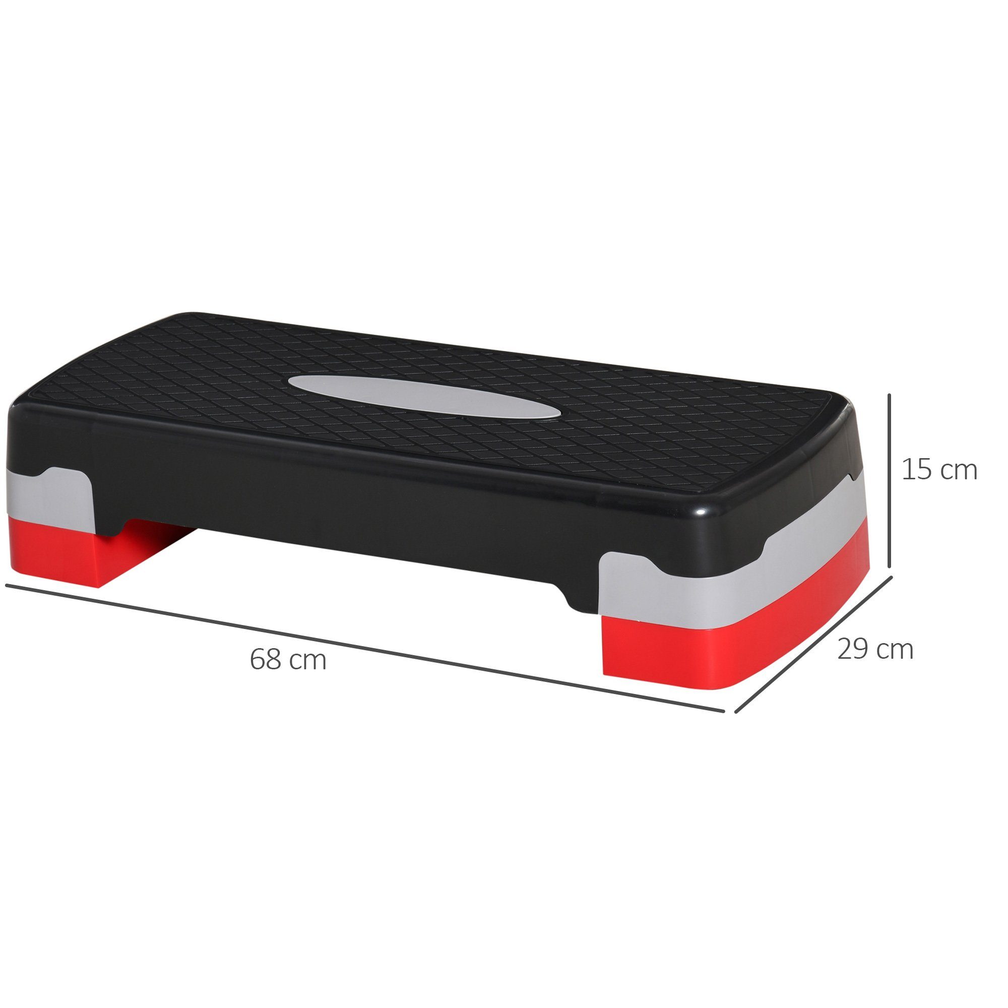 HOMCOM Stepper Steppbrett Aerobic 2-stufig (Fitness Heimtrainer, 1-tlg., Stepper), für Zuhause Heim Büro, Schwarz+Grau+Rot