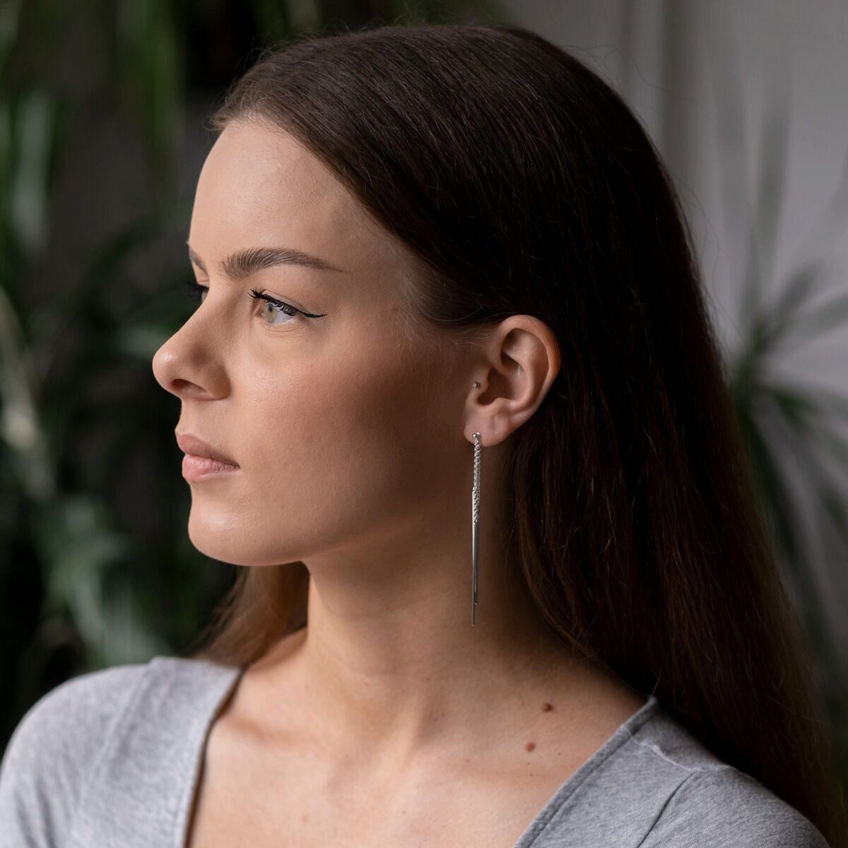 Materia Paar Ohrhänger Damen Ohrringe lang Stäbe SO-40-Silber, 925 Sterling Silber, hochglanz