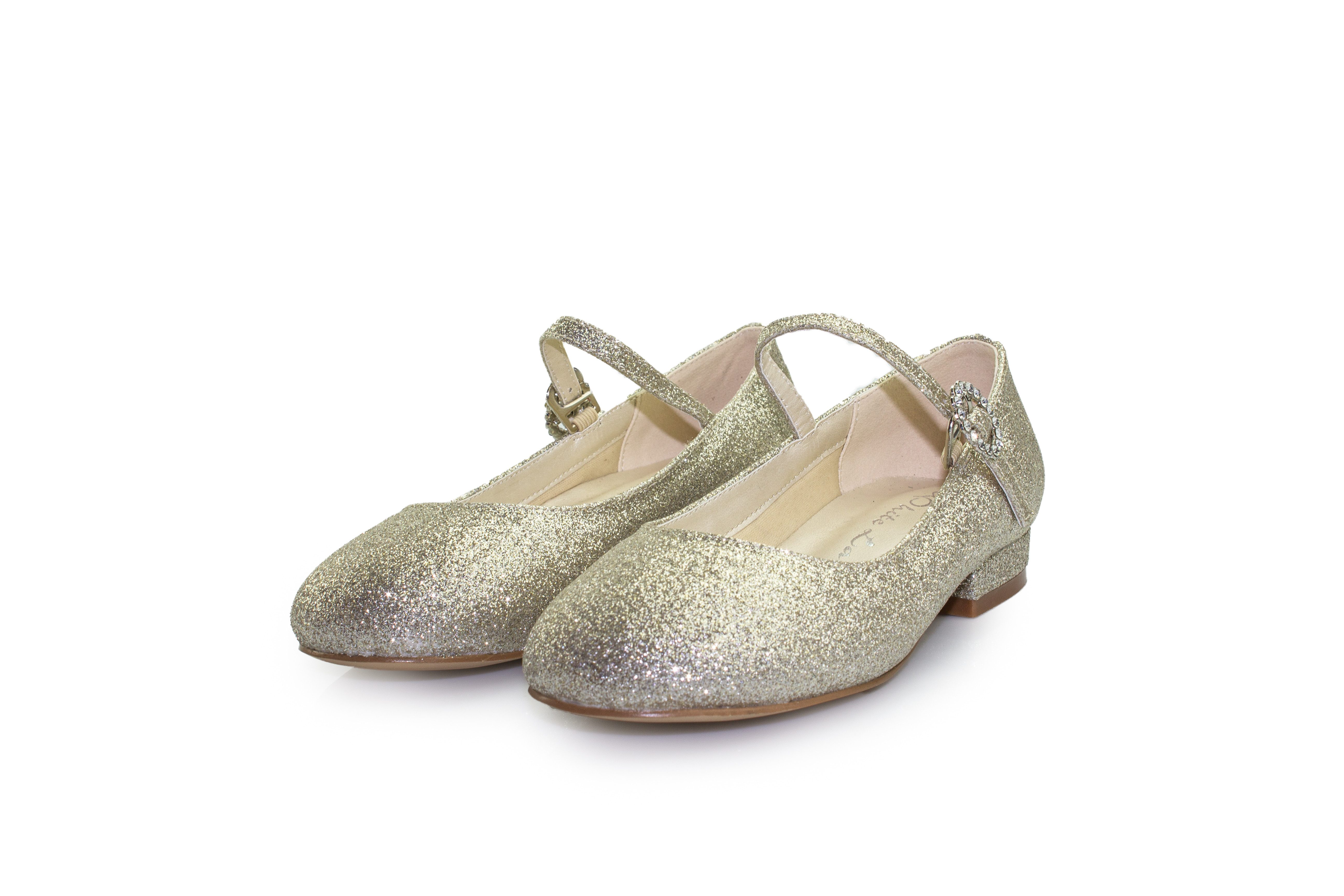 White Lady 904 champagner-Glitter Mädchen Schuhe Riemchenballerina