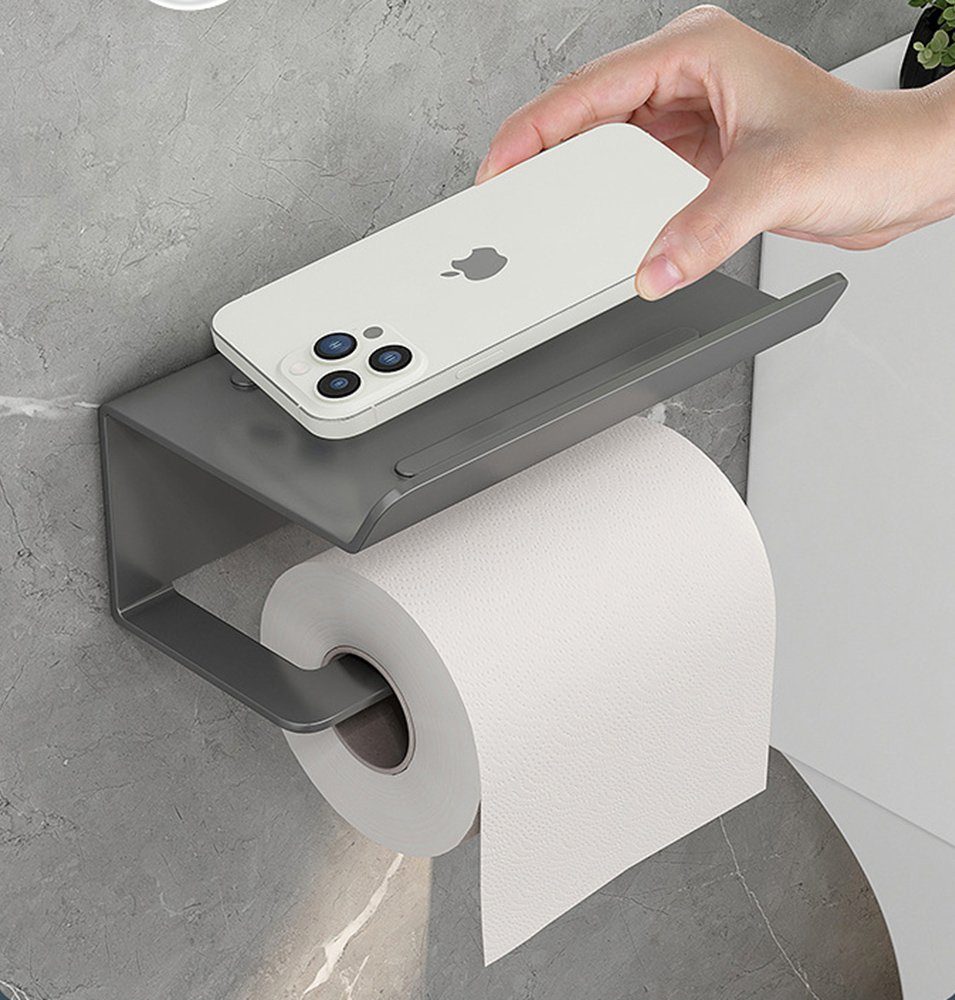 Bad, mit Regal ohne Haiaveng Küche Toilettenpapierhalter Bohren mit Grau Regal,für Toilettenpapierhalter und