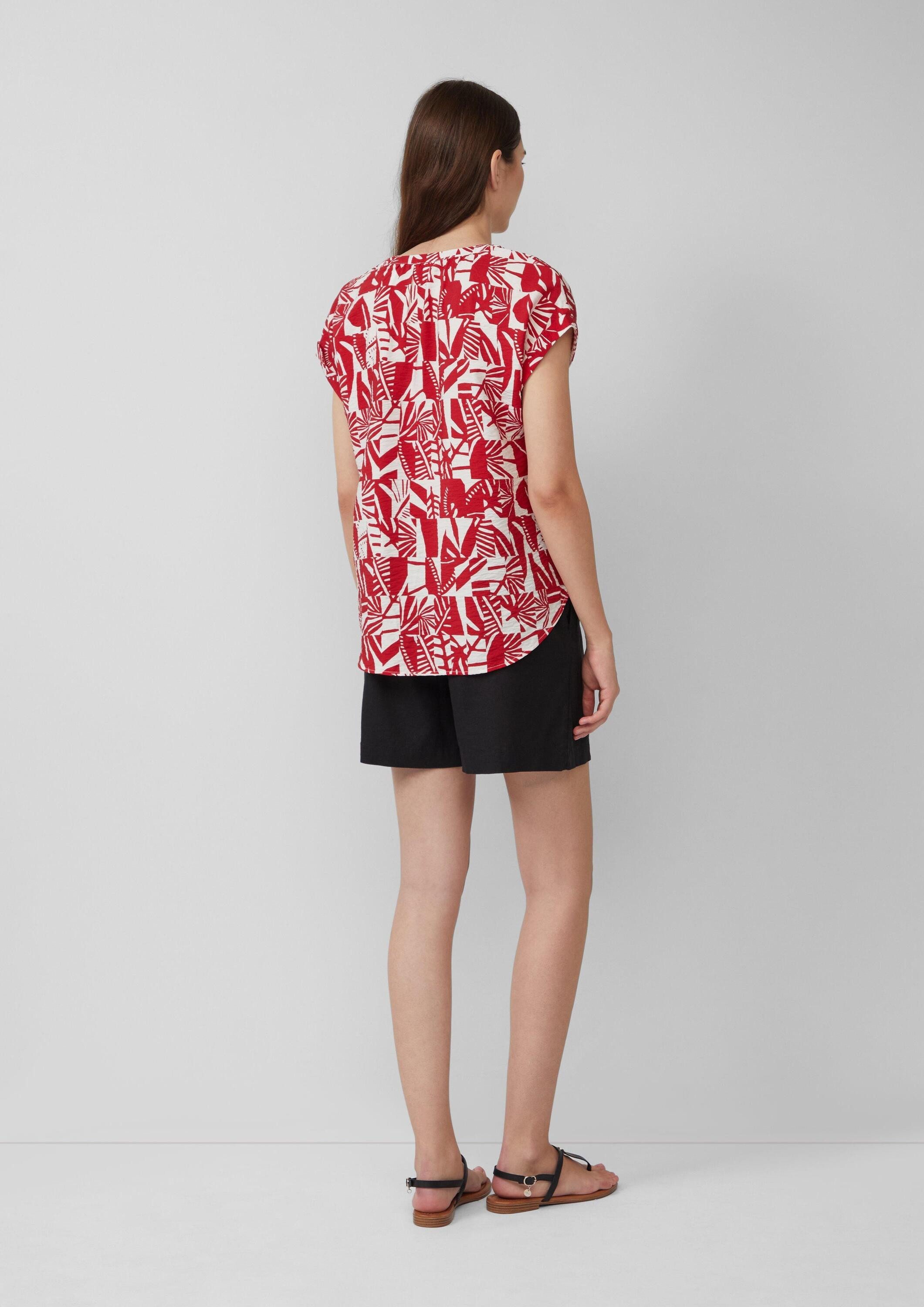s.Oliver Kurzarmbluse Bluse Strukturierte Bluse mit Raff-Details