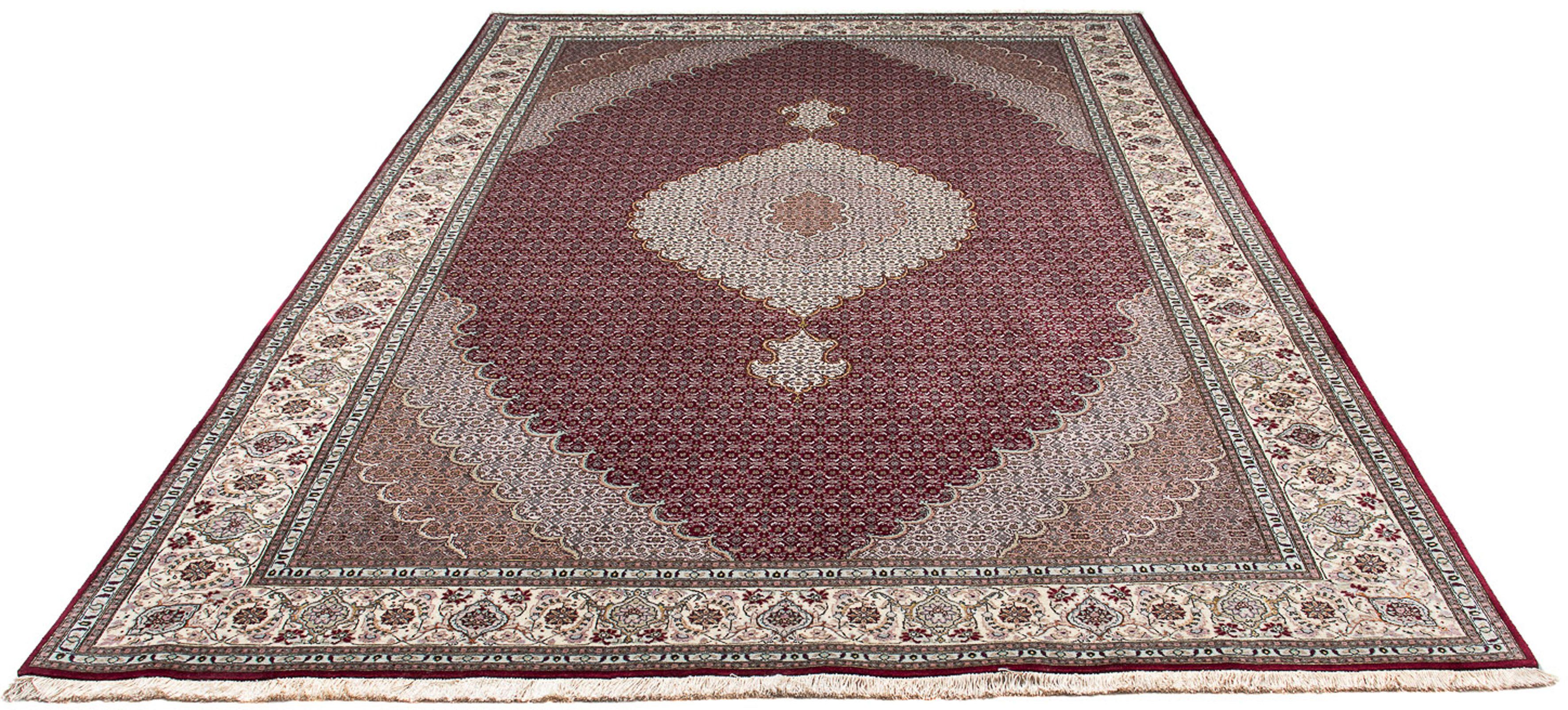 Orientteppich Perser - Täbriz - 297 x 203 cm - dunkelrot, morgenland, rechteckig, Höhe: 10 mm, Wohnzimmer, Handgeknüpft, Einzelstück mit Zertifikat