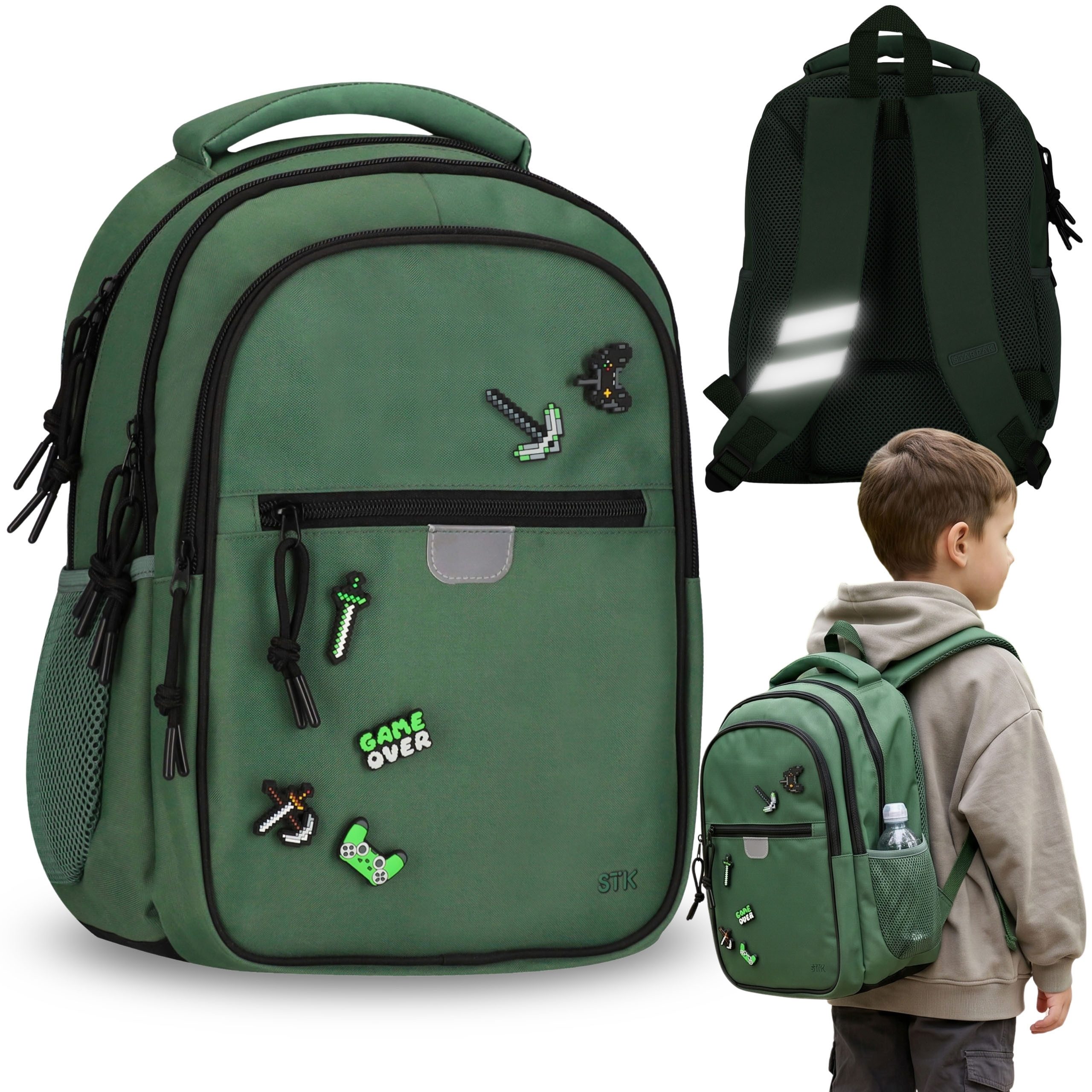 Pixel Schulrucksack Pixel Schulrucksack Jungen verstärkt mit Reflektoren 24 L