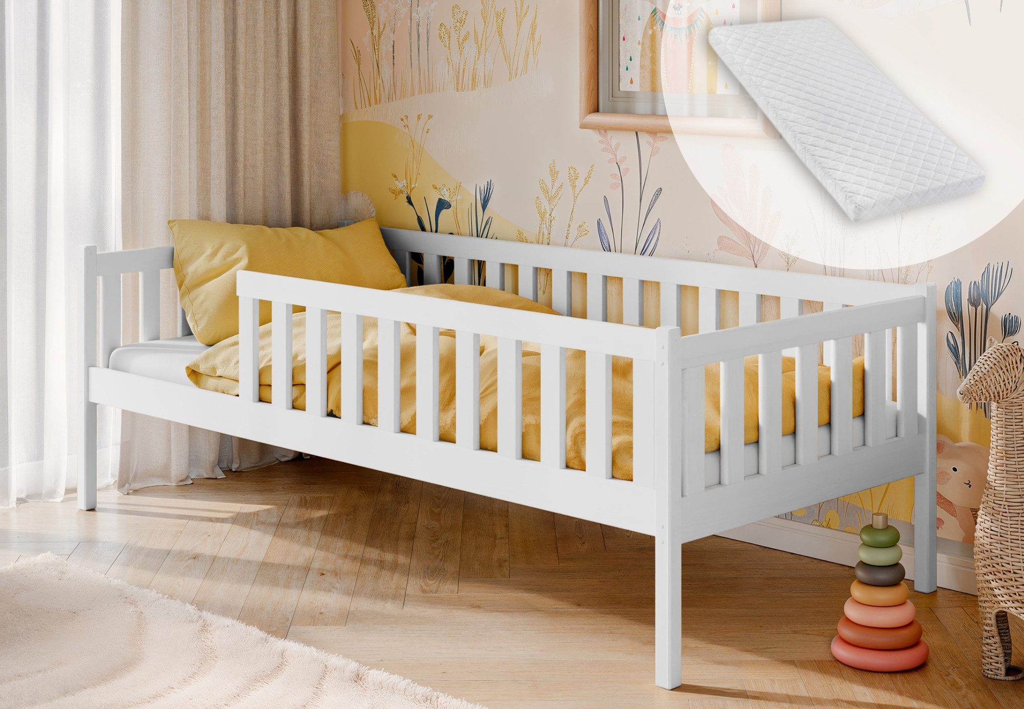 Kids Collective Kinderbett mit Rausfallschutz, Lattenrost und optionaler Ma günstig online kaufen