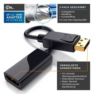 CSL Audio- & Video-Adapter DisplayPort zu HDMI Typ A, 12,5 cm, 4k UltraHD DP 1.2 zu HDMI Monitor Adapter Kabel