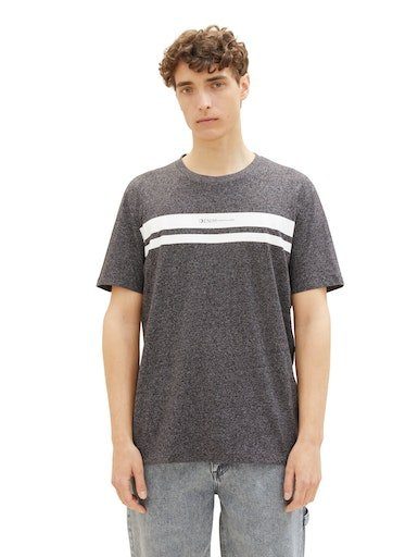 TOM TAILOR Denim T-Shirt mit black Frontprintlogo non-solid