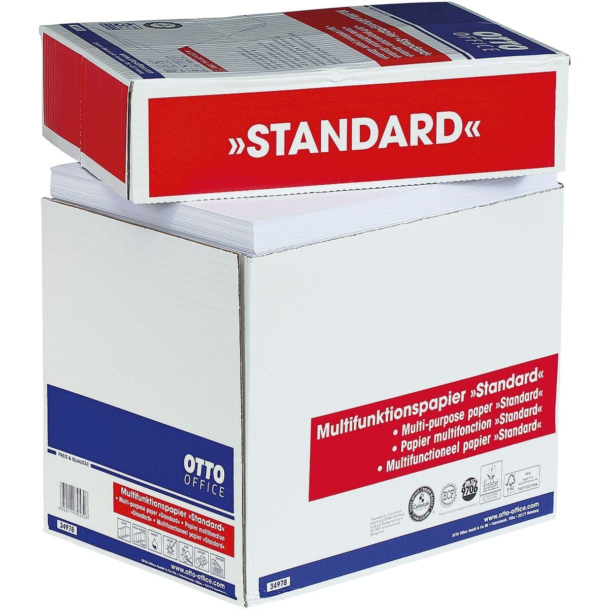 Otto Office Druckerpapier Standard, Format DIN A4, 80 g/m², 161 CIE, 2500 Blatt