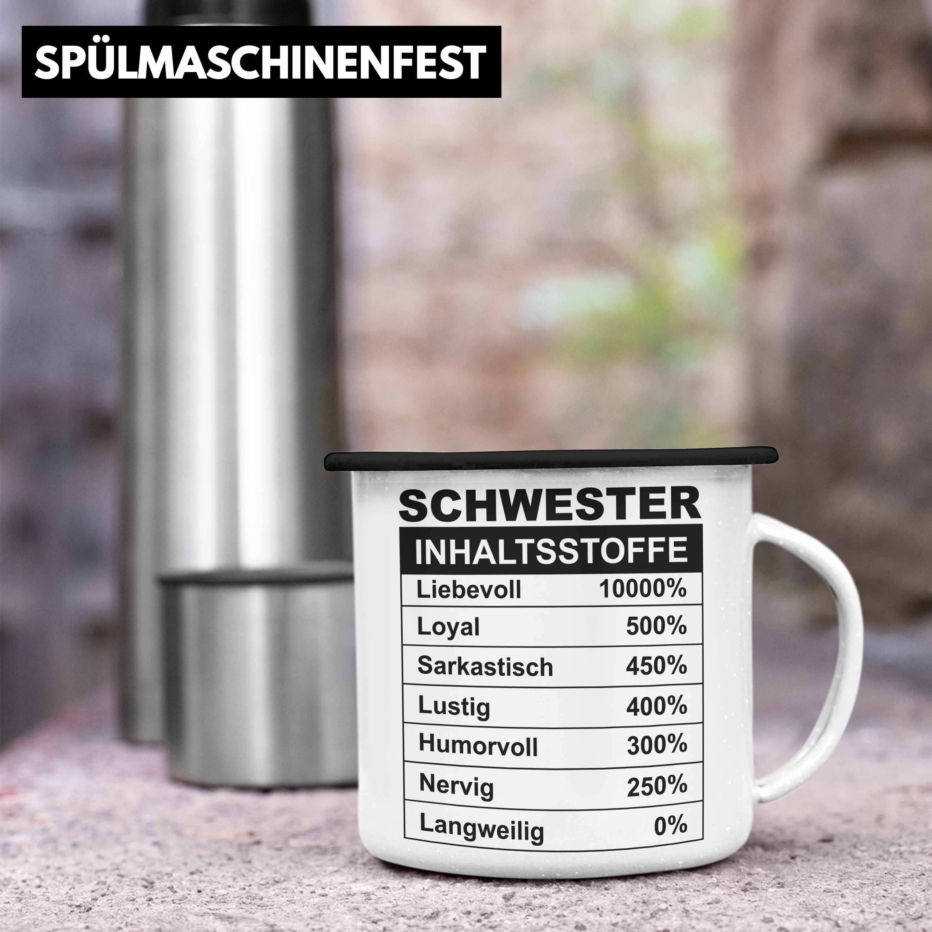 Emaille Inhalsstoffe Sprüche Thermotasse Tasse für Schwester - Geburtstag Trendation Trendation Schwester Spruch Schwarz Beste Geschenk Geschenkidee