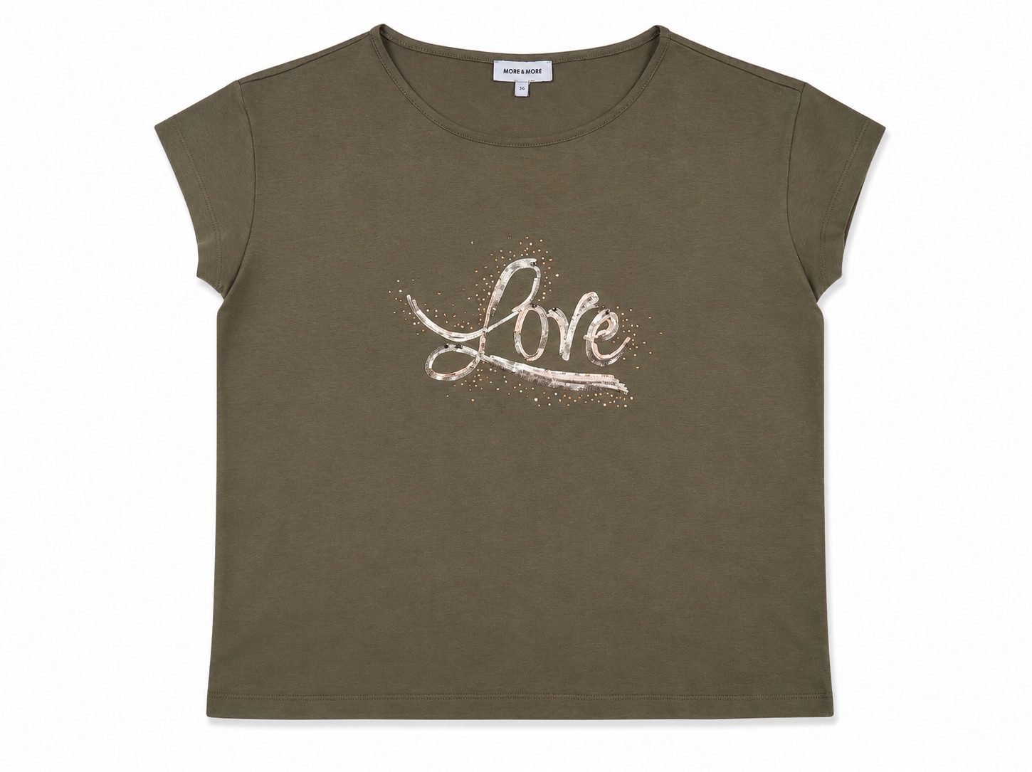 Kurzarmshirt Shirt with Wording and Sequins 61060053