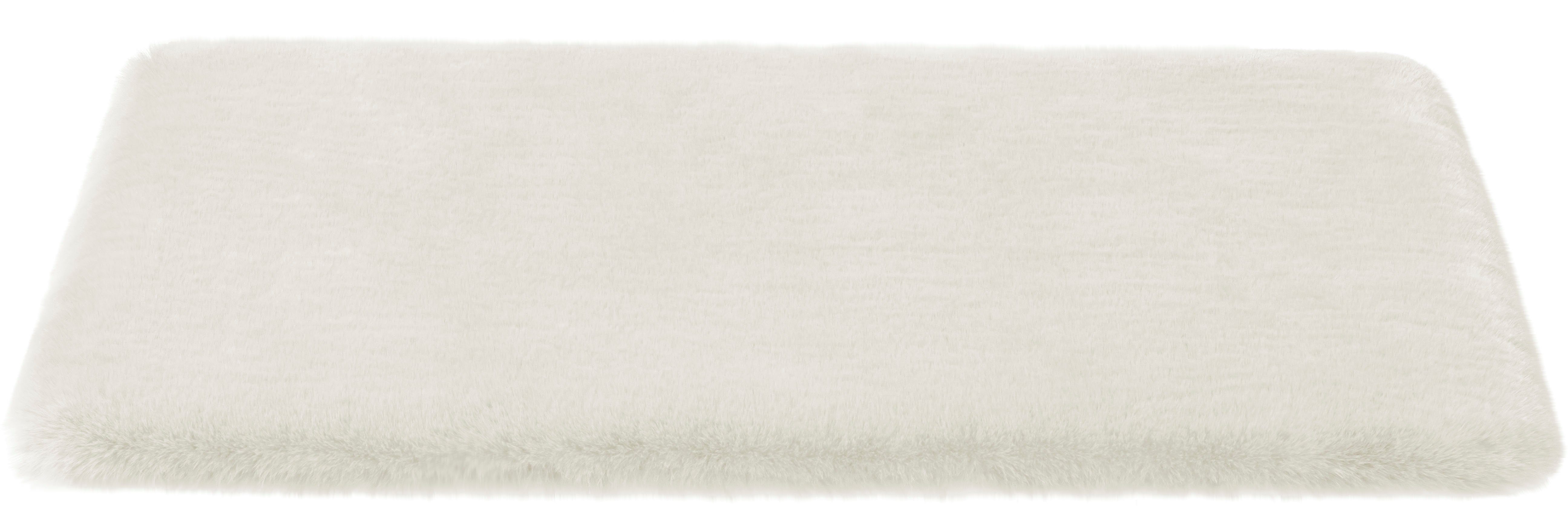 Badematte Ransol Leonique, Höhe 50 mm, fußbodenheizungsgeeignet, strapazierfähig, Polyester, rechteckig, Badteppich, Kaninchenfell-Haptik, rechteckig, rund & als 3-tlg. Set weiß
