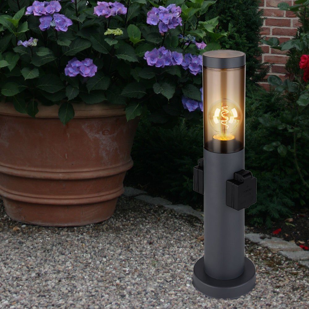 GLOBO LIGHTING Außen-Stehlampe, Leuchtmittel nicht inklusive, Gartenleuchte mit Steckdose anthrazit Aussenleuchte mit