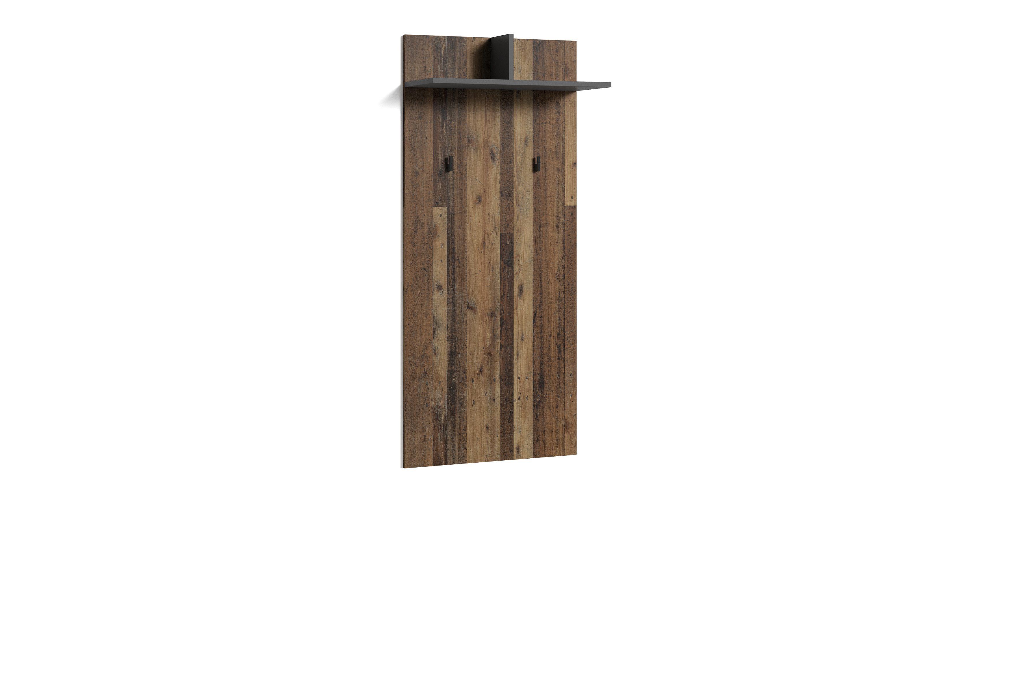byLIVING Wandpaneel BEN, BxL: 60x136 cm, (Old Wood (Altholz-Optik), Hutablage und 2 Haken) Pflegeleicht