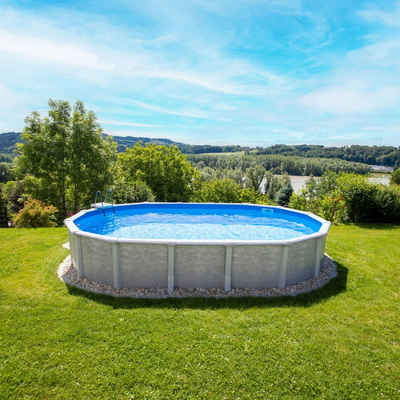 Steinbach Pool Ovalpool Stahlwand Swimming Pool Set "Grande oval" (610 x 366 x 135 cm), Skimmer- und Düsenstanzung