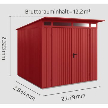Hörmann Ecostar Gerätehaus Metall-Gerätehaus Trend mit Pultdach Typ 2, 2-flüglige Tür, ohne scharfe Kanten, witterungsbeständig