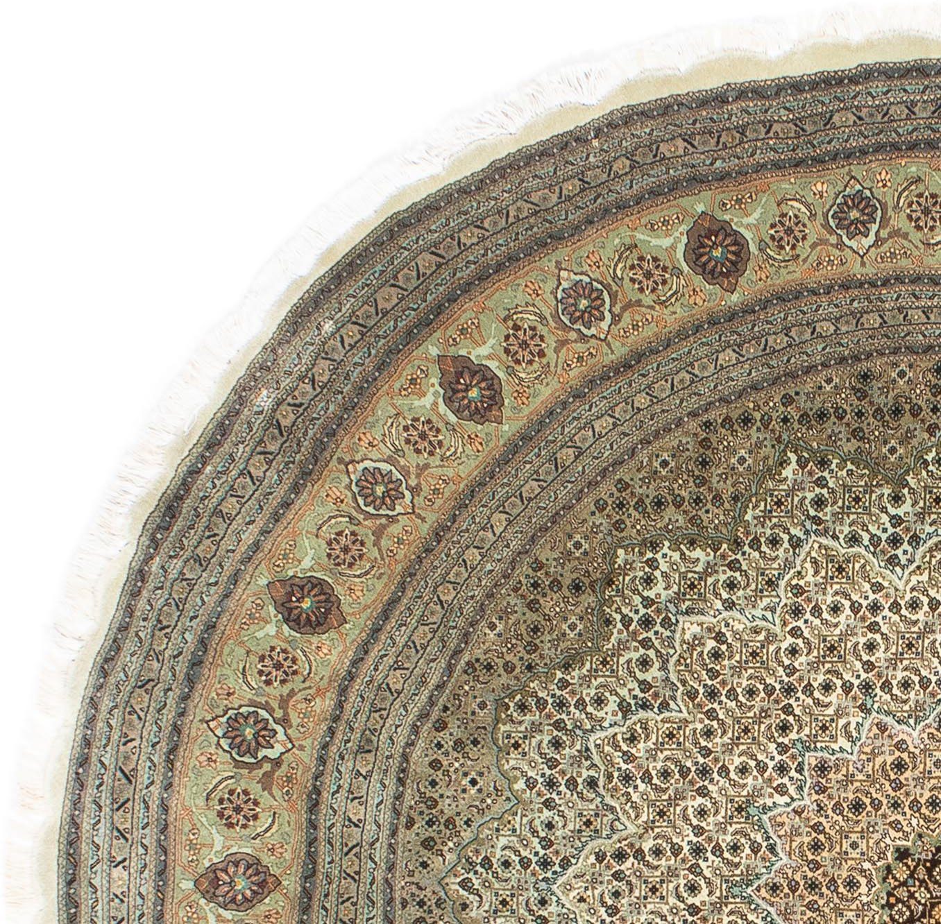 Orientteppich Täbriz Royal Handgeknüpft, beige, cm mm, 7 195 Perser - mit Zertifikat - morgenland, - 195 rund, Einzelstück x Wohnzimmer, Höhe: rund -