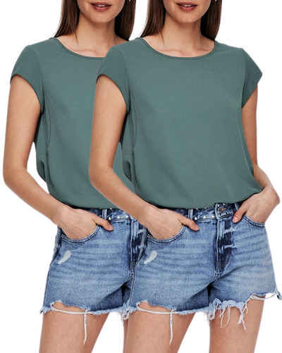 ONLY Shirtbluse (2er Pack) Basic Shirt mit gekreppten Muster im Doppelpack