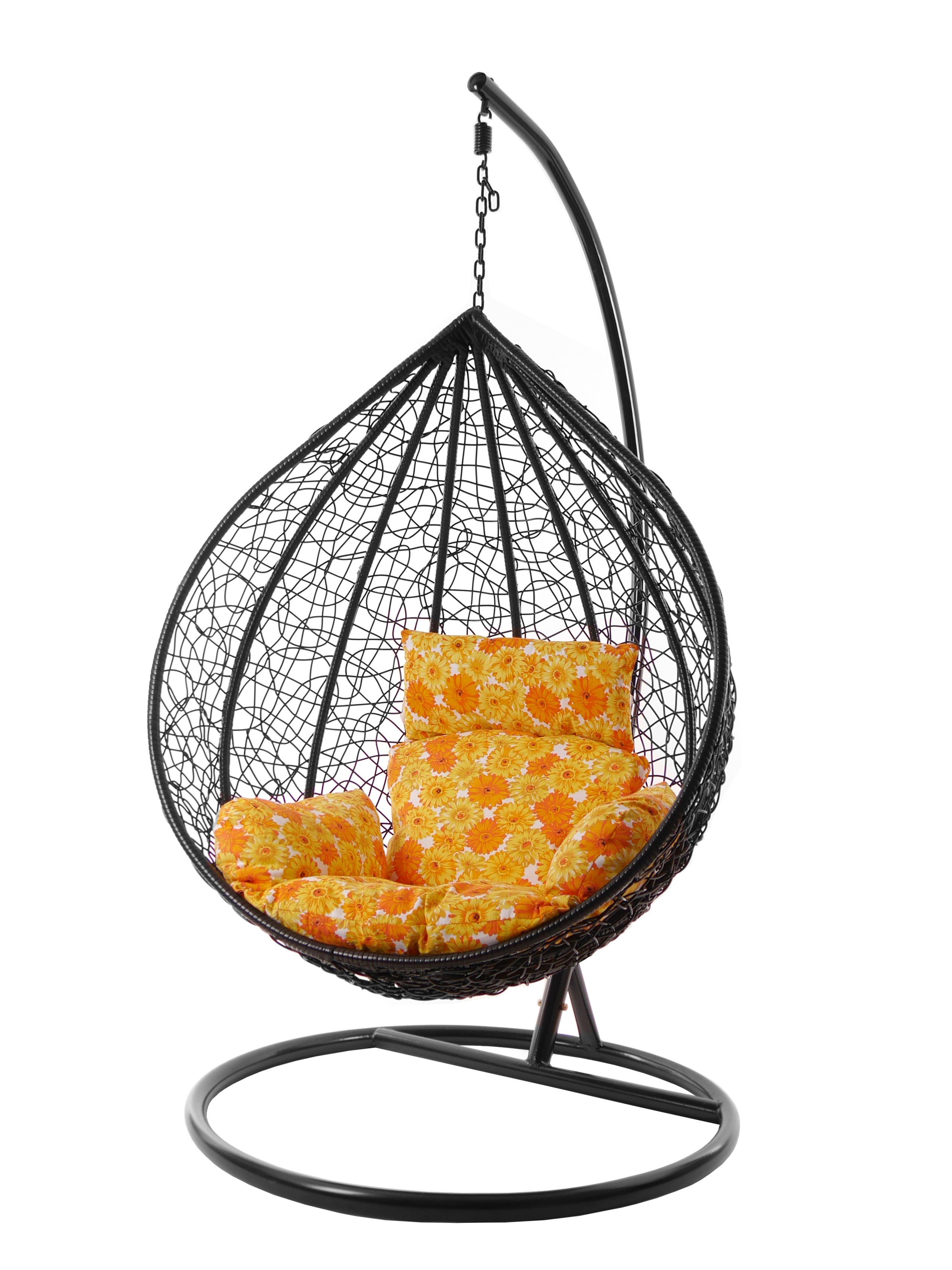 (2300 schwarz, Hängesessel und Hängesessel Hängesessel sonnenblumen MANACOR Chair, KIDEO Nest-Kissen Gestell Kissen, sunflower) mit Swing XXL