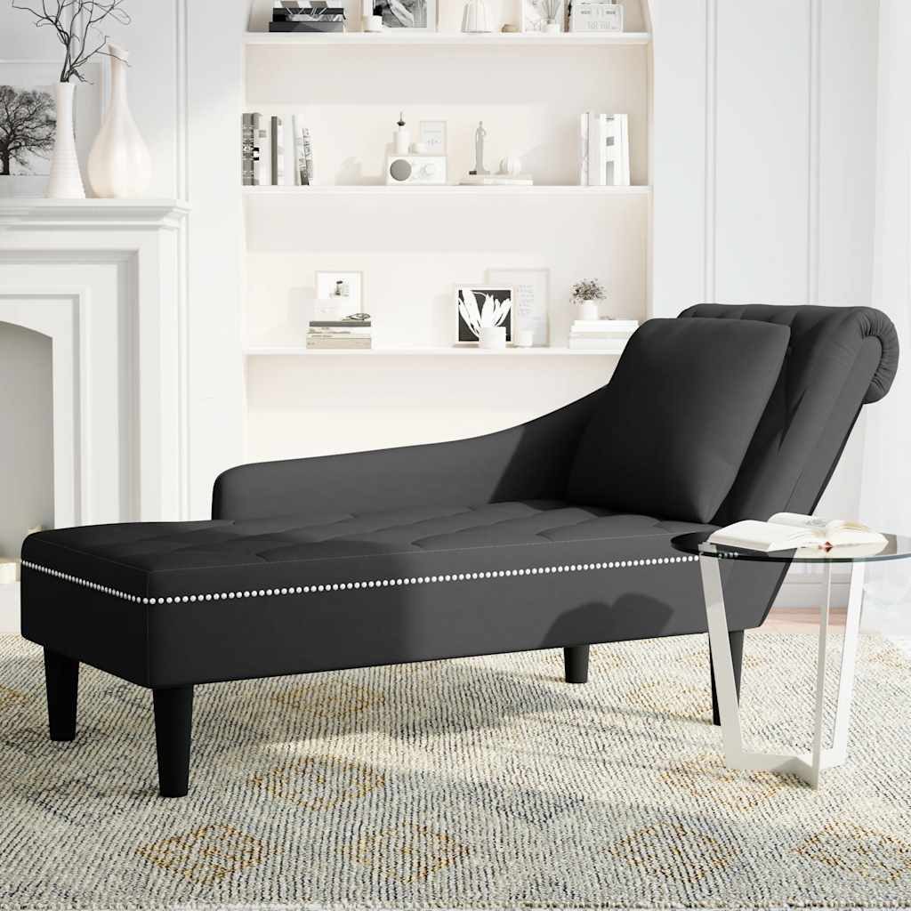 vidaXL Chaiselongue Chaiselongue mit Kissen und Rechter Armlehne Schwarz Samt, 1 Teile
